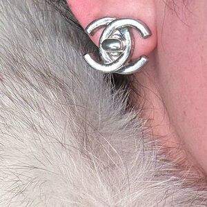 Elegant Chanel Silver Women's Earrings